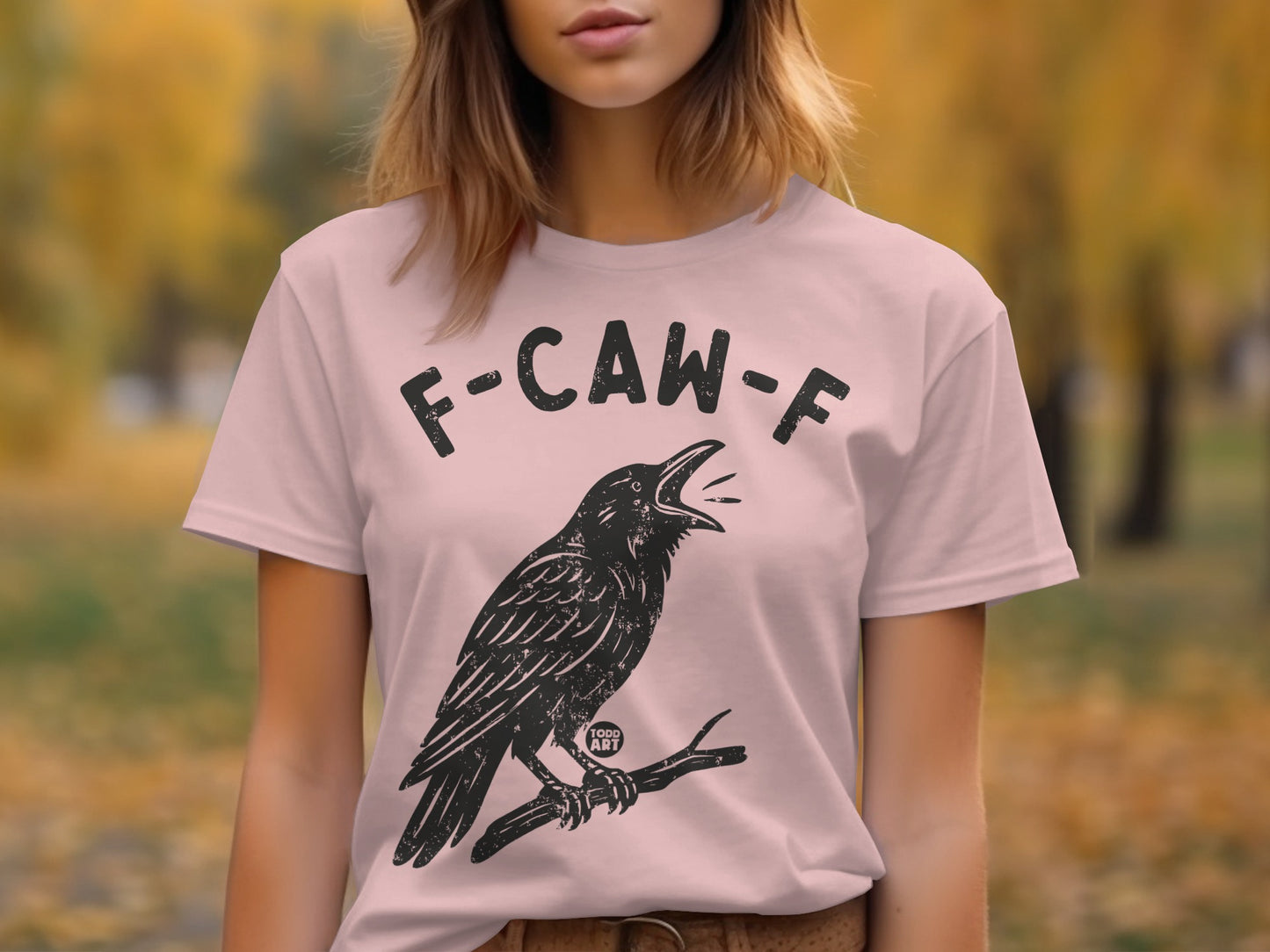 F-CAW-F Stylish Graphic Raven Themed T-Shirt