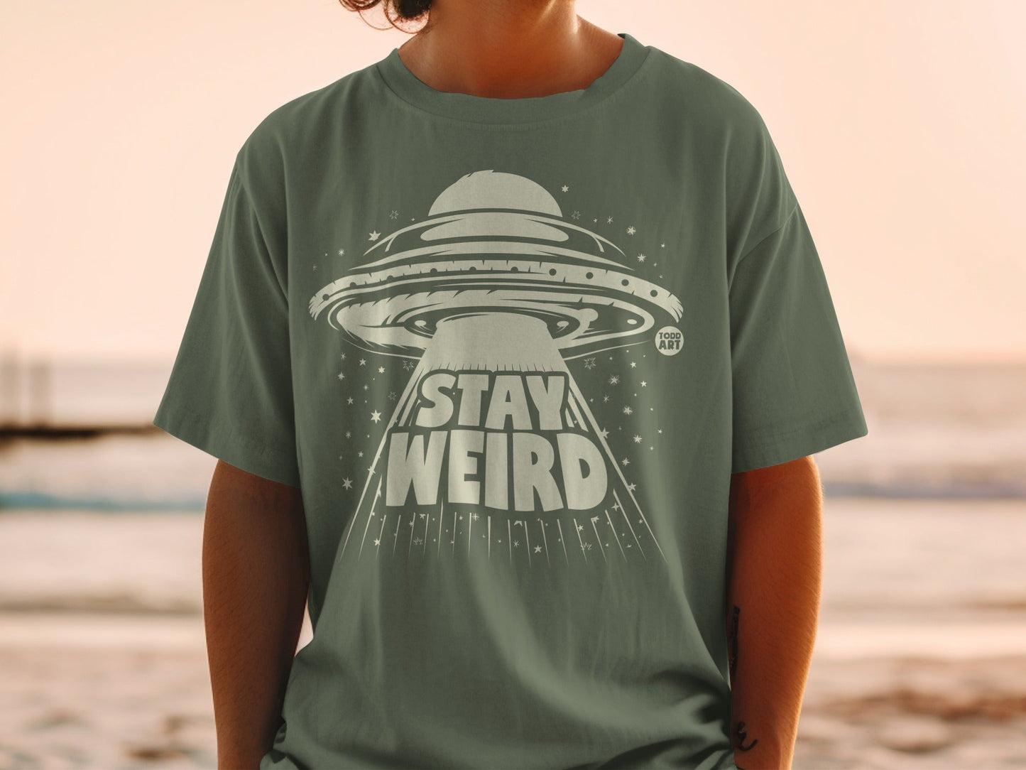 Stay Weird Space UFO Graphic T-Shirt