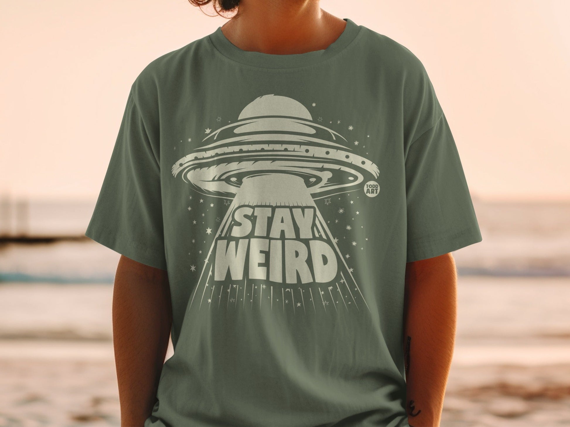 Stay Weird Space UFO Graphic T-Shirt