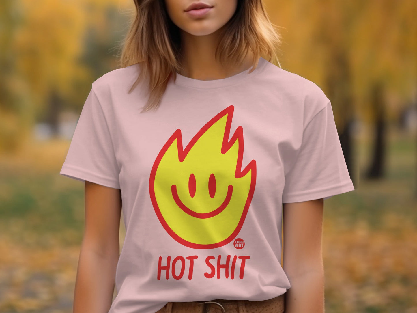 Hot Shit Smiling Flame Graphic T-shirt