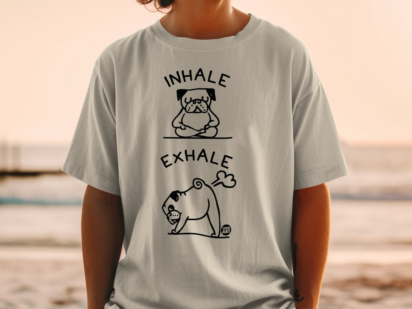 Inhale Exhale Cute Pug Illustration T-Shirt Design