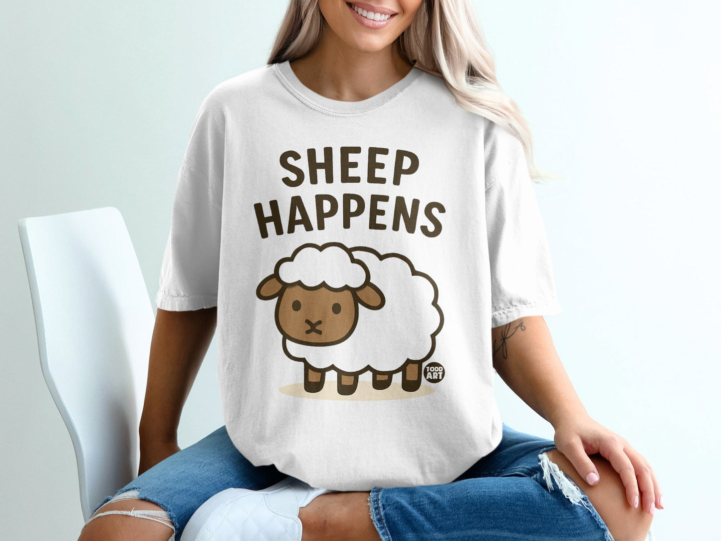 Sheep Happens Funny Graphic T-Shirt for Casual Wear