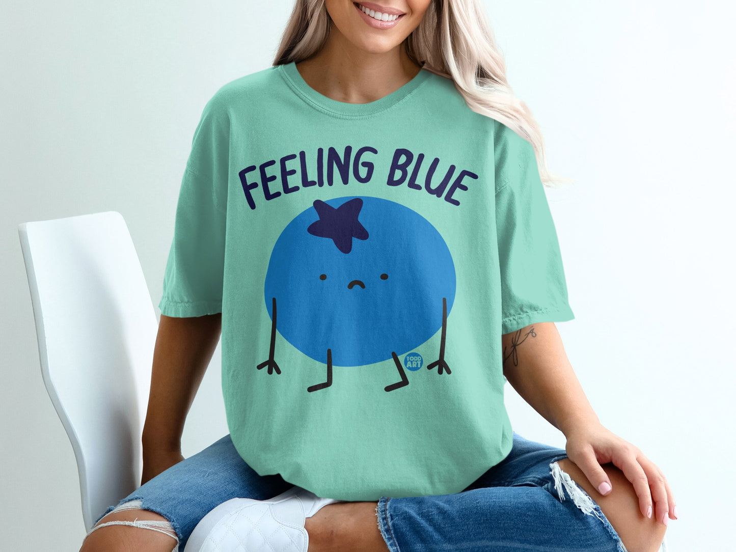 FEELING BLUE Sad Blueberry Cartoon Graphic Shirt product type