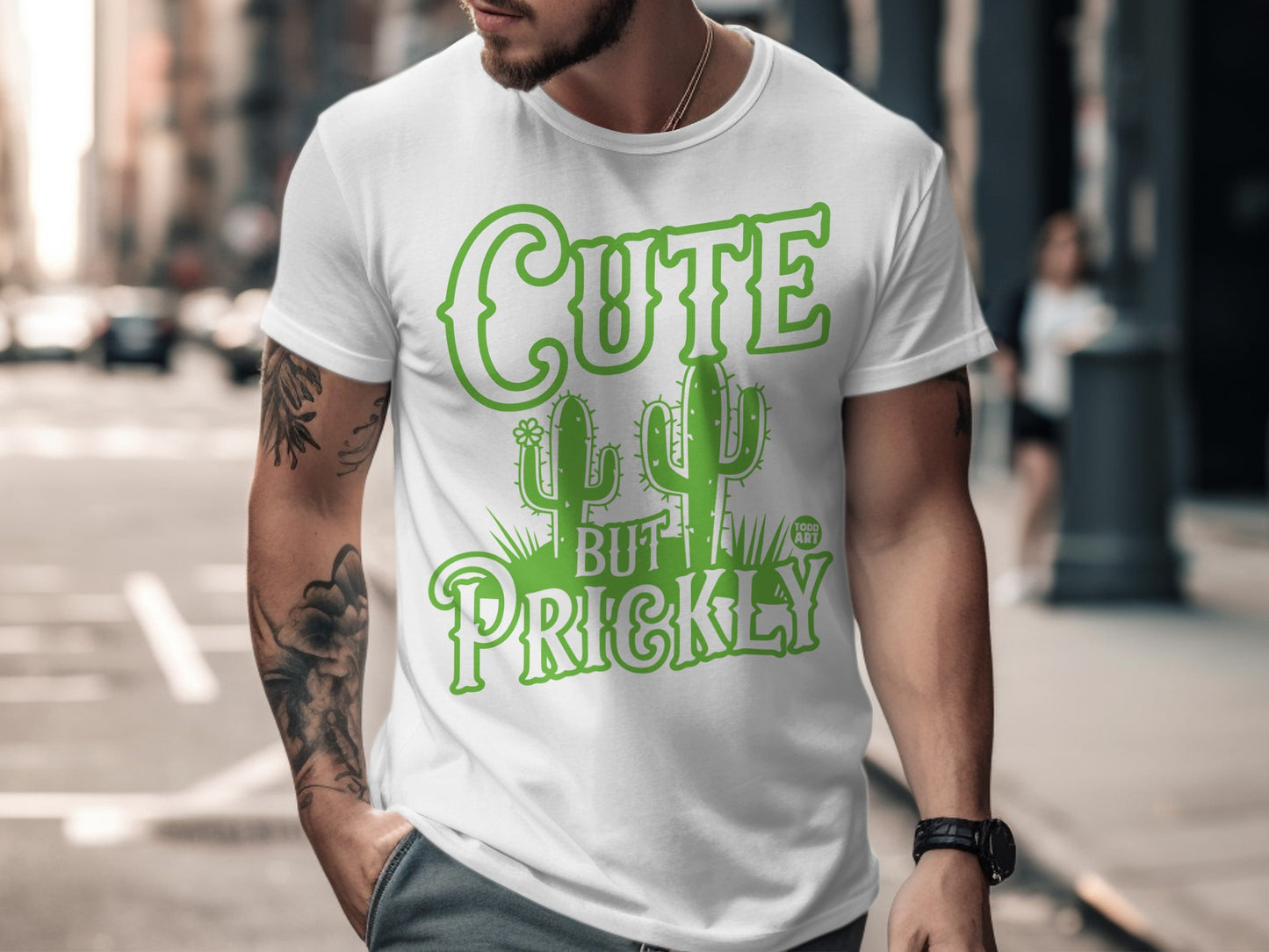 Cute But Prickly Cactus Design T-Shirt for Men