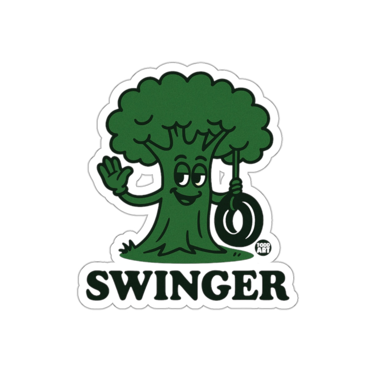Swinger Tree with Tire Swing Cartoon Art Design sticker