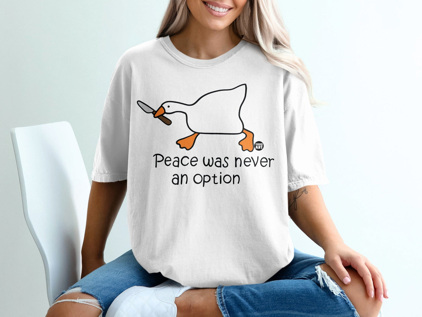 Funny Goose Peace Was Never an Option Graphic Shirt