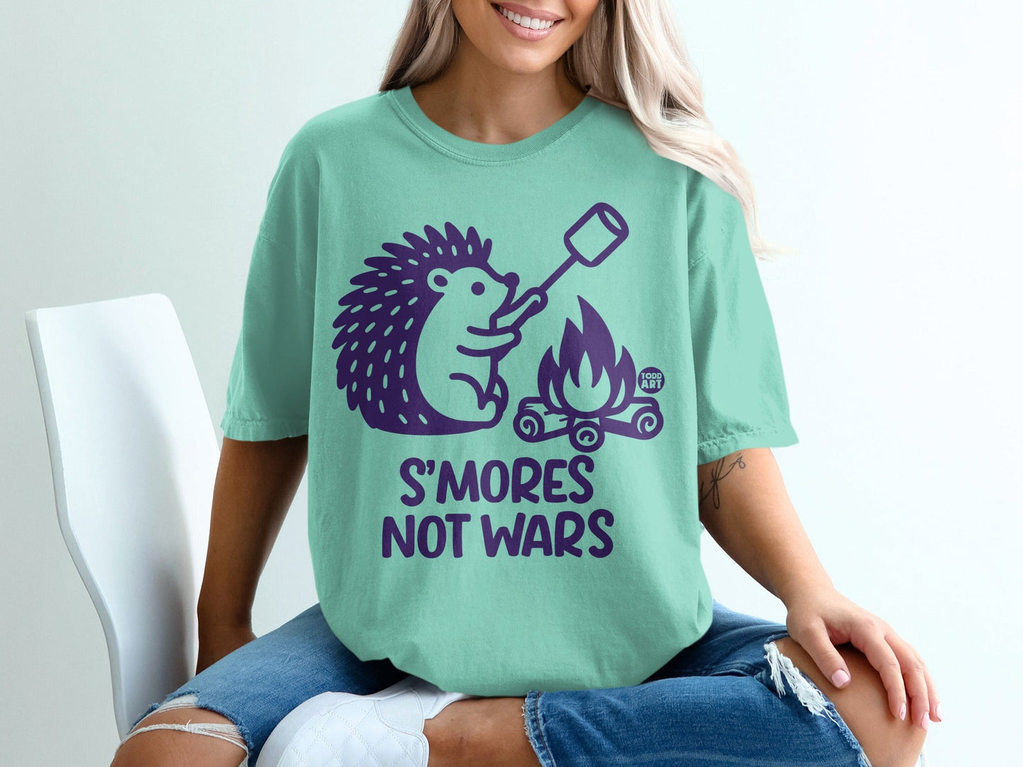S'mores Not Wars Cute Hedgehog Camping Tee Shirt