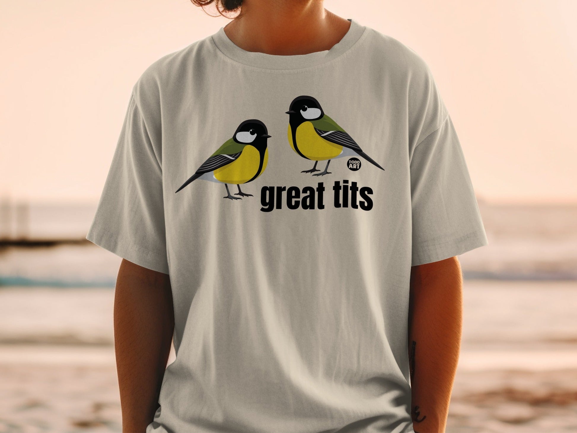 Great Tits Bird Art Graphic Tee Shirt