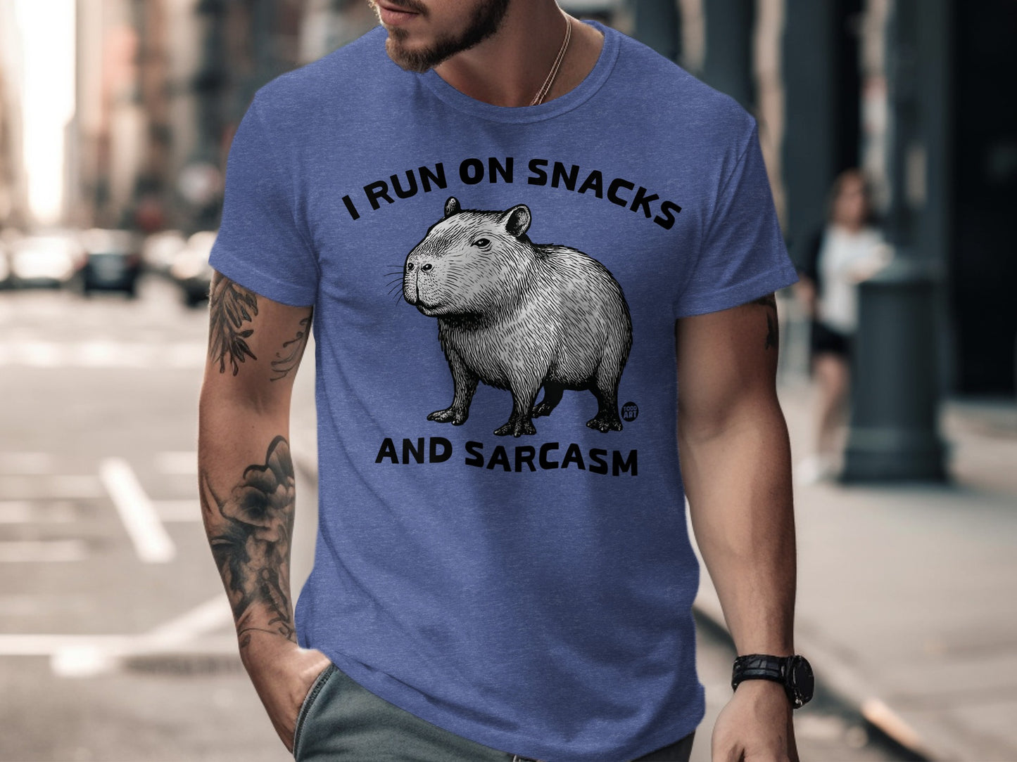 I Run On Snacks And Sarcasm Capybara Graphic Tee