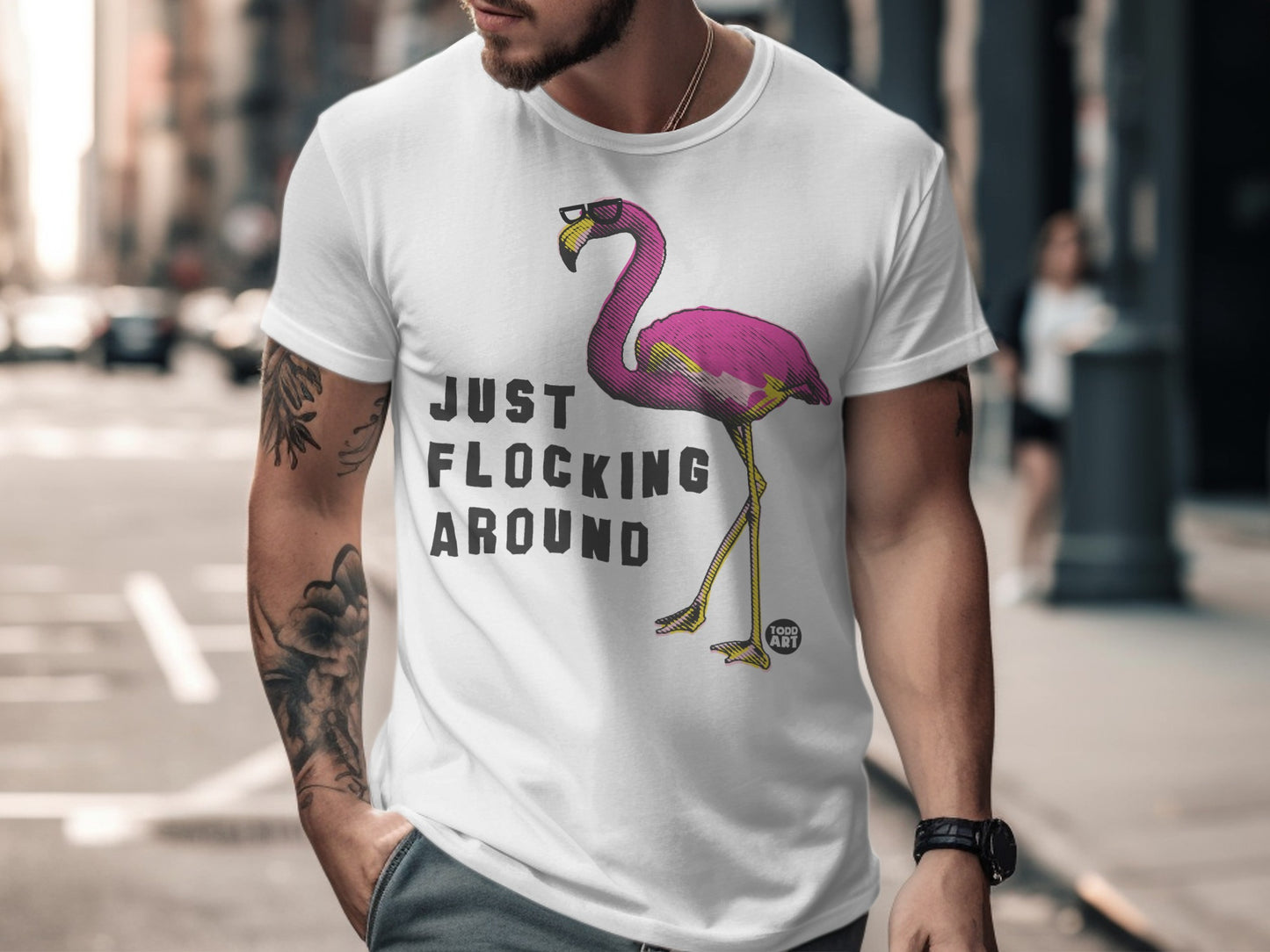 Just Flocking Around Flamingo Graphic T-Shirt