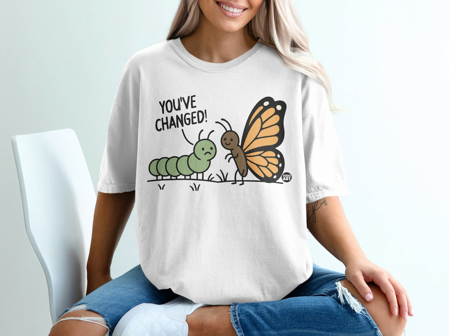 You've Changed Caterpillar and Butterfly Graphic T-shirt