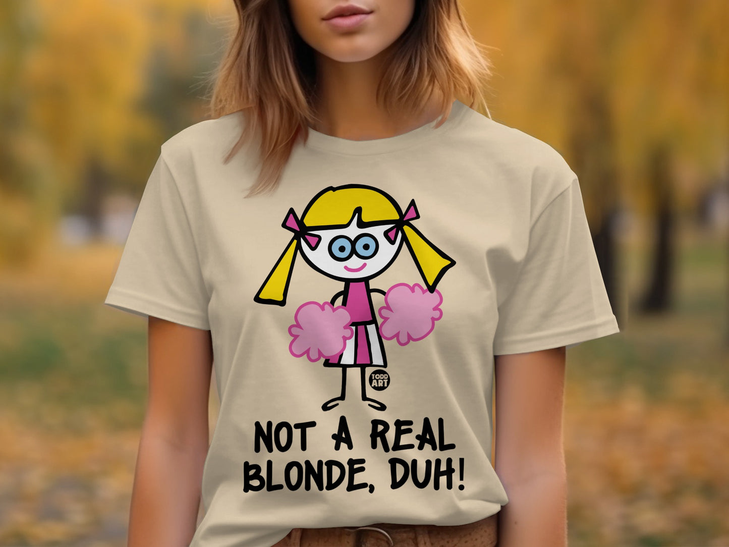 Cartoon Cheerleader Not a Real Blonde Duh Shirt