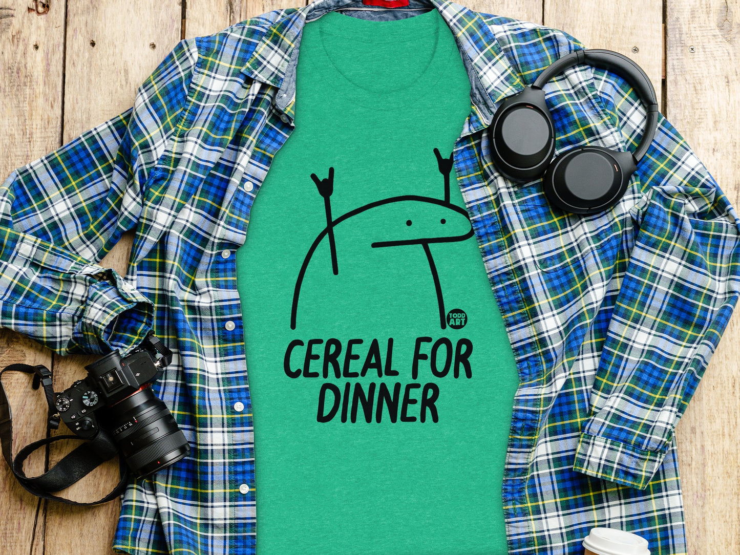 Fun Green Cereal For Dinner Graphic T-Shirt