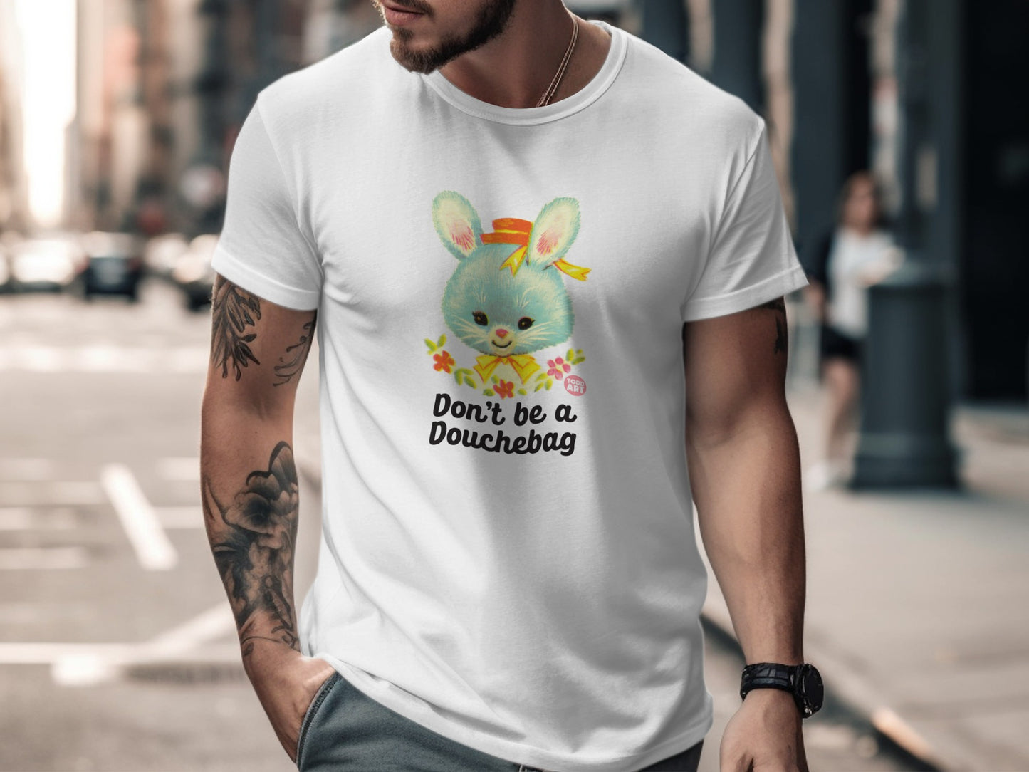 Don't Be a Douchebag Bunny Graphic Tee Shirt