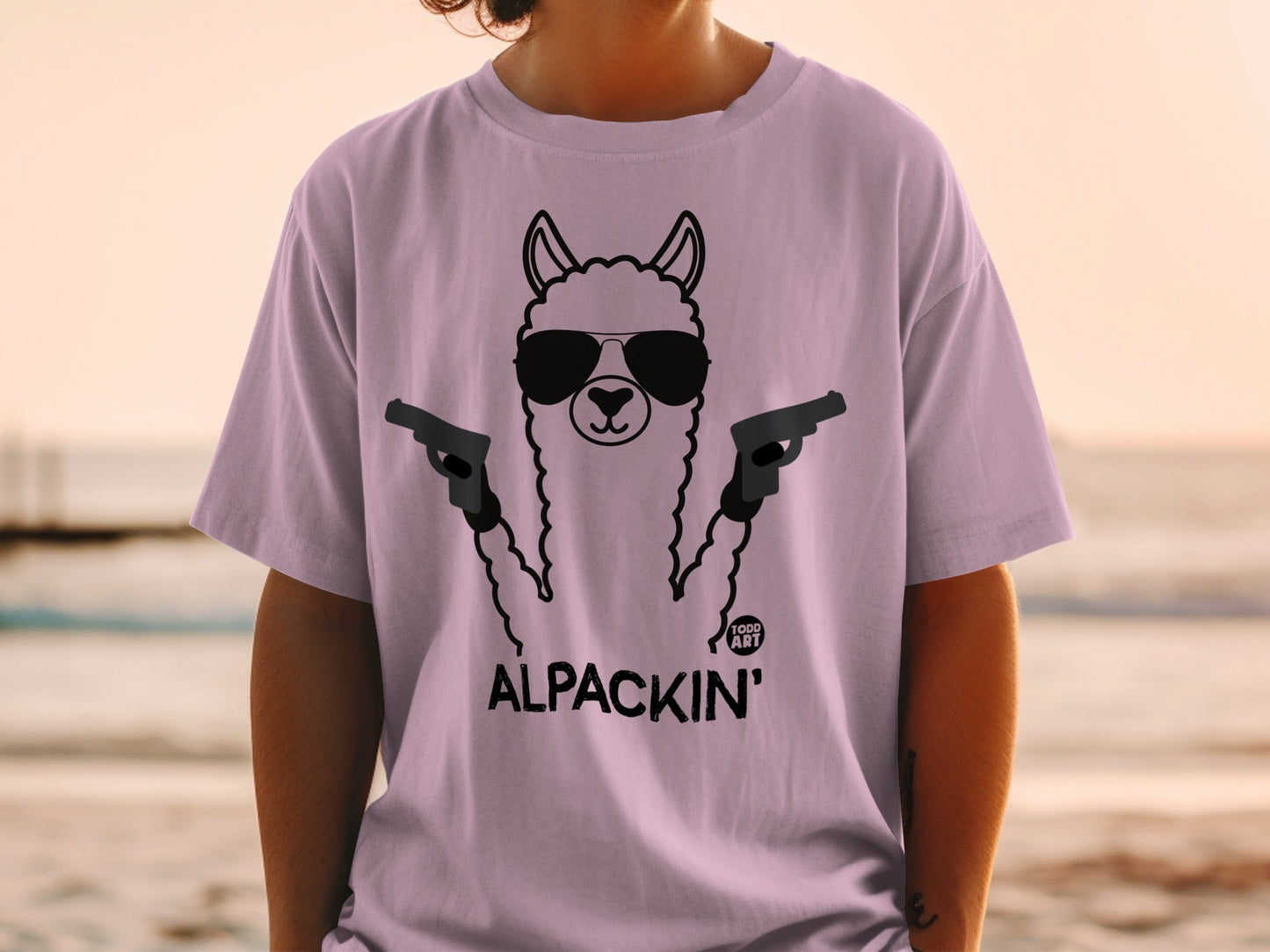 Funny Alpaca in Sunglasses Alpacin' T-shirt for Adults