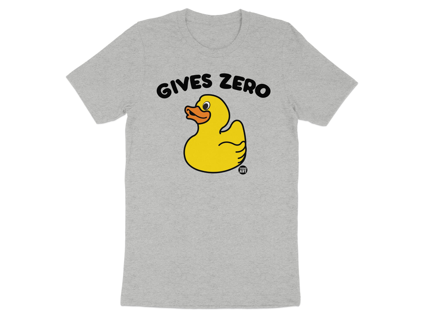 Gives Zero Funny Yellow Duck Graphic T-Shirt
