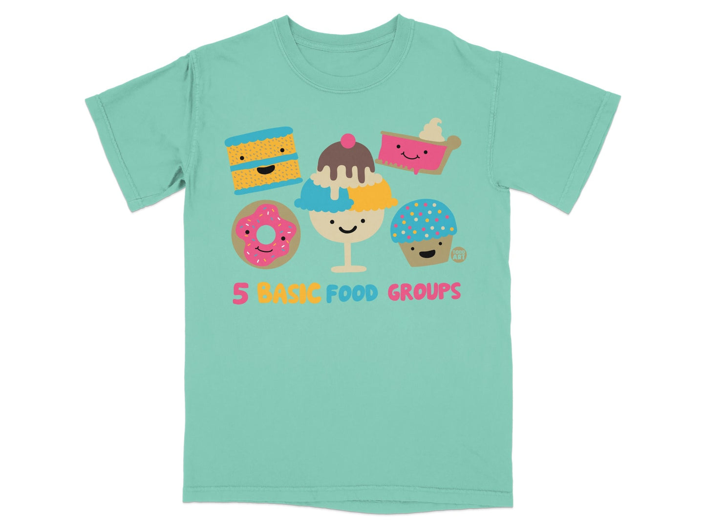 5 Basic Food Groups Funny Graphic Tee Shirt