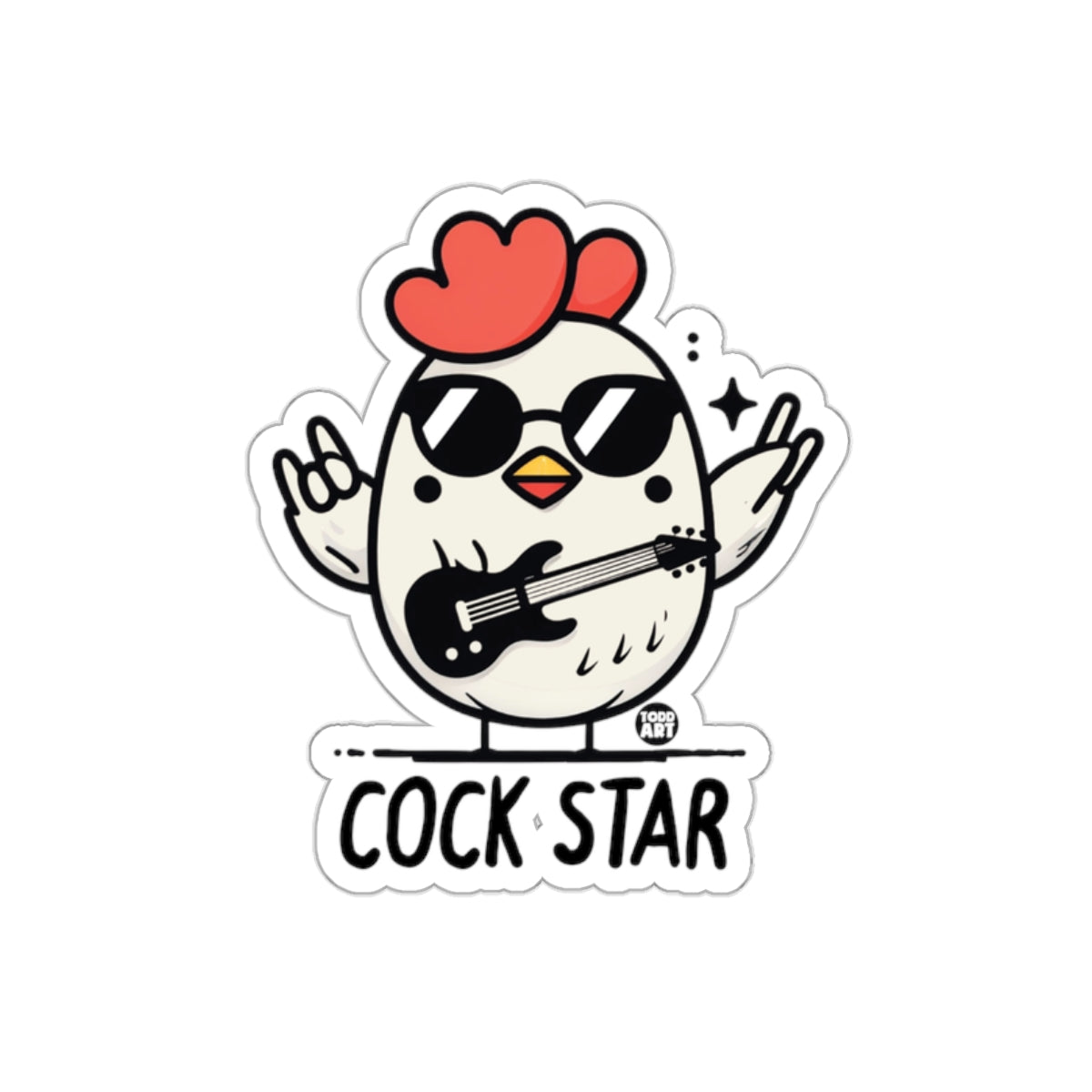 Cool Rocking Chicken Cock Star Sticker