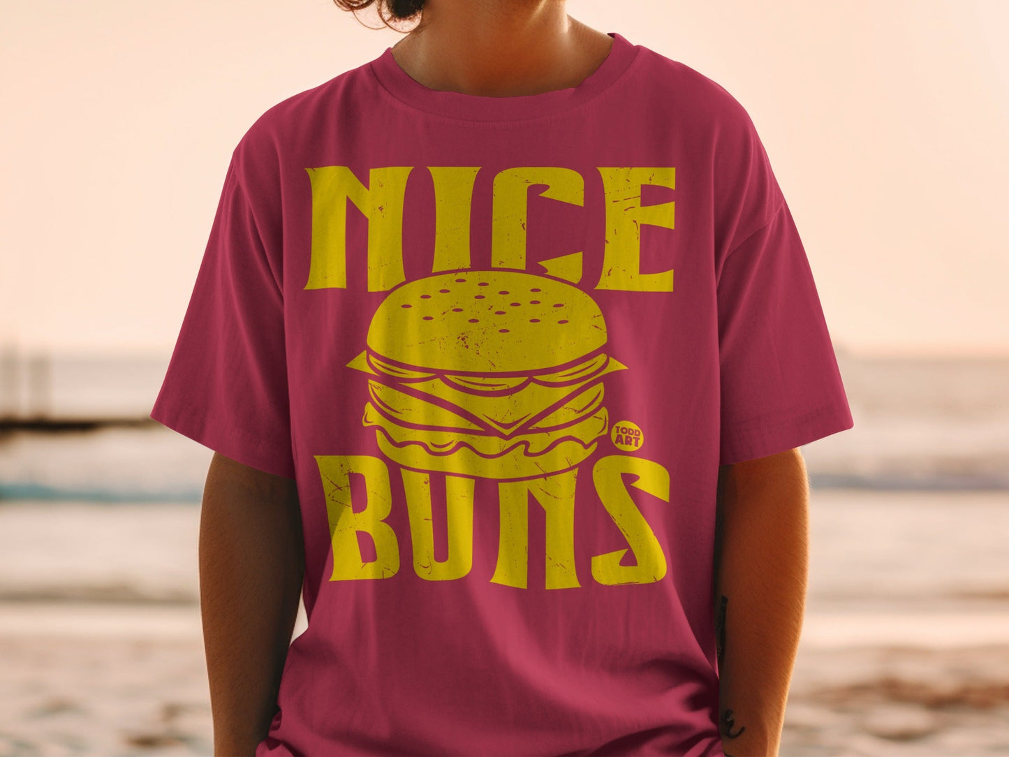 Nice Buns Burger Graphic Tee Shirt for Casual Wear