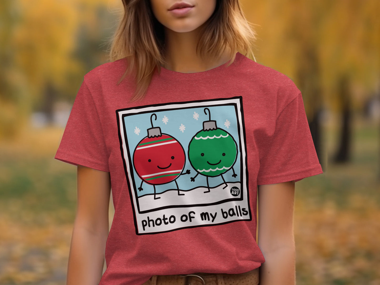 Cartoon Couple Holiday Balls Novelty T-shirt