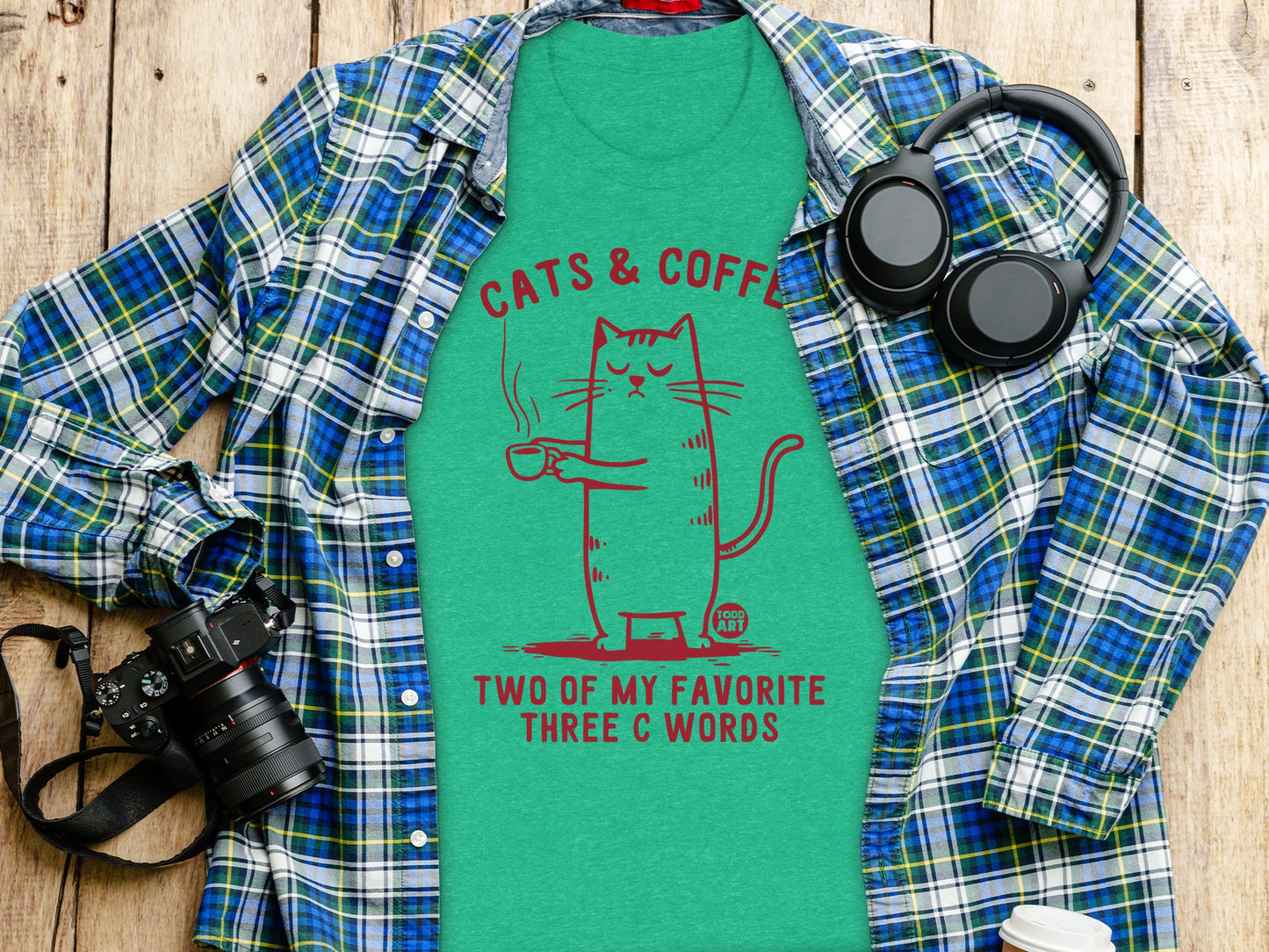 Cats and Coffee Graphic Tee Shirt product