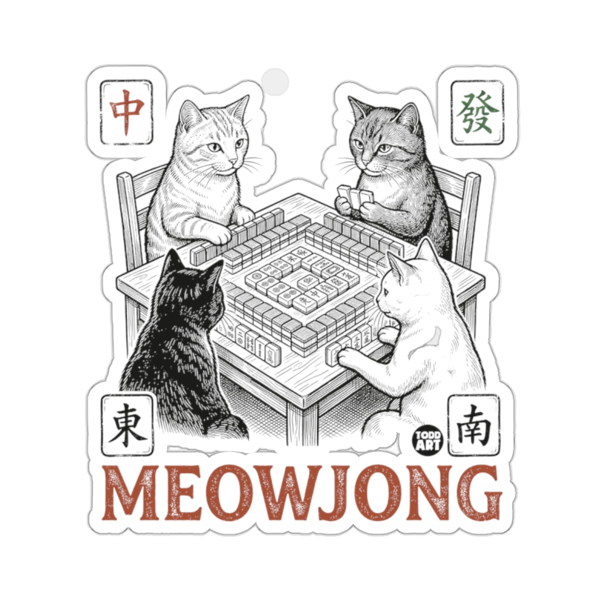 Four Cats Mahjong Game MEOWJONG Mahjong Tiles 