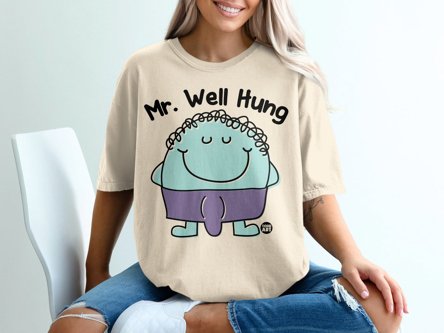 Funny Mr. Well Hung Graphic Tee for Casual Wear
