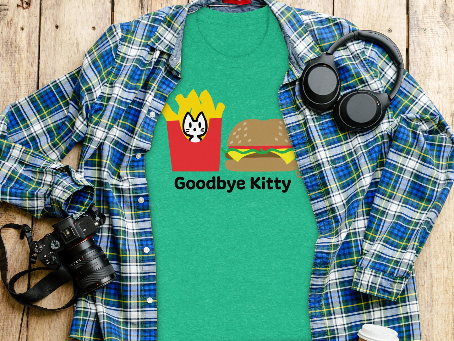 Goodbye Kitty Funny Burger and Fries T-shirt