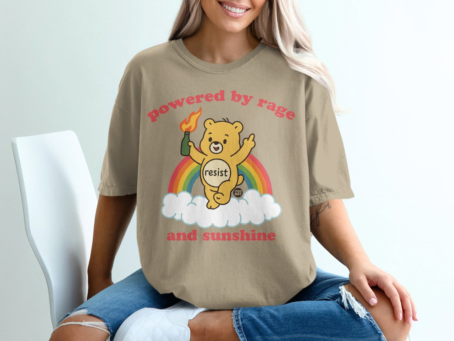 Powered by Rage and Sunshine Resist Bear Graphic Tee