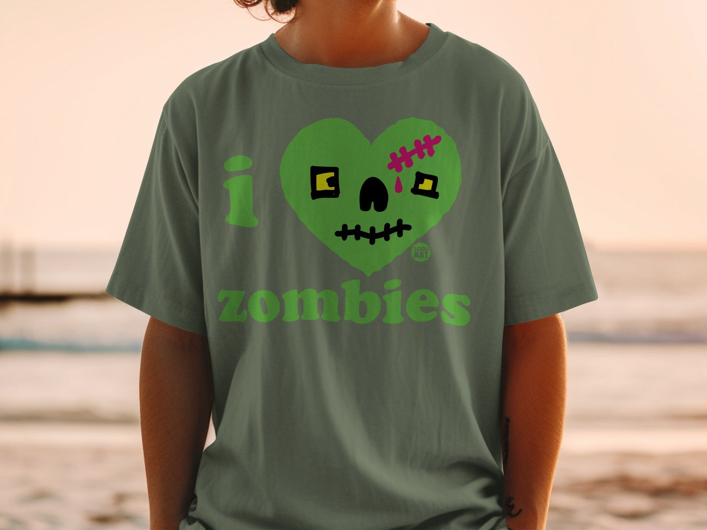 I Love Zombies T-Shirt with Unique Skull Design