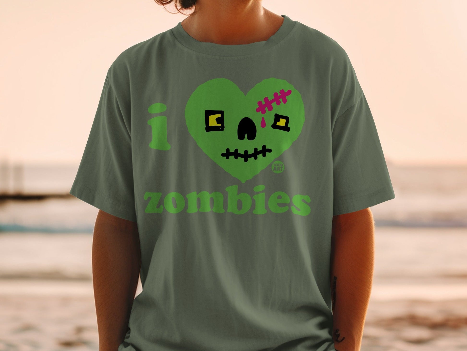 I Love Zombies T-Shirt with Unique Skull Design