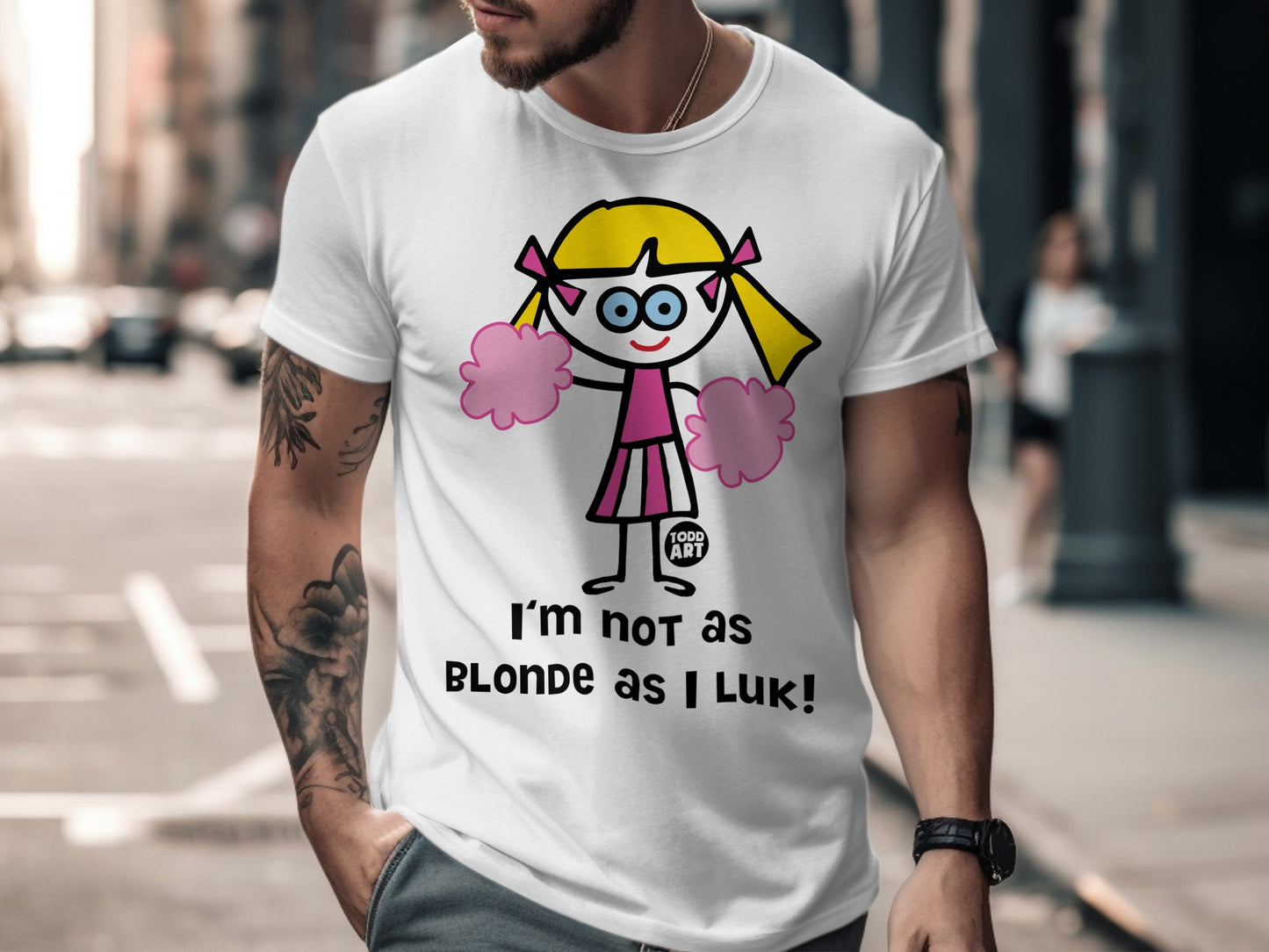 Cheerful Cartoon Blond Short-Sleeve T-Shirt
