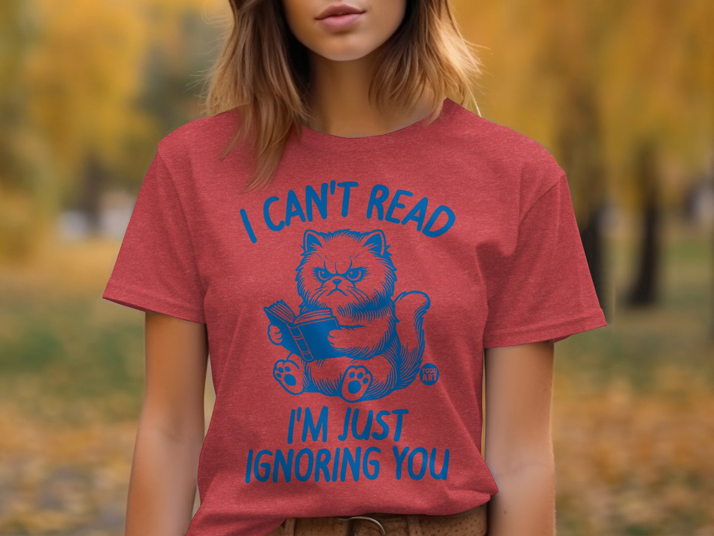 Funny Cat Graphic Tee I Can't Read Ignoring You Shirt