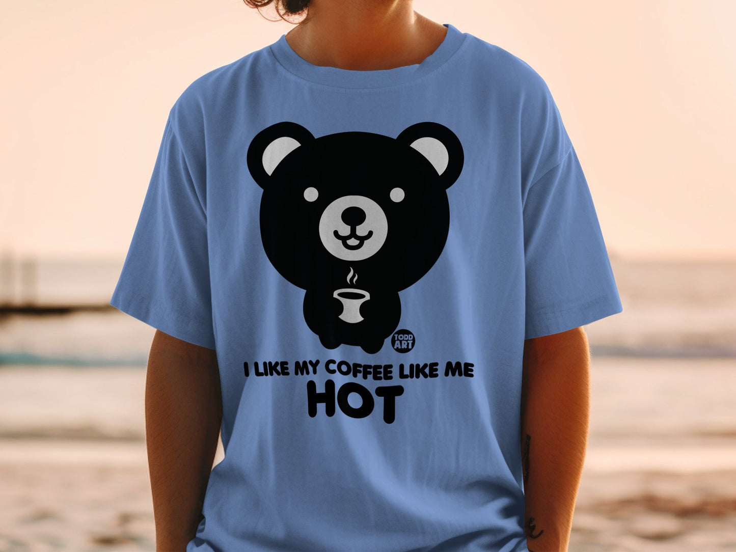 Teddy Bear Coffee Hot Cute Graphic Tee Shirt