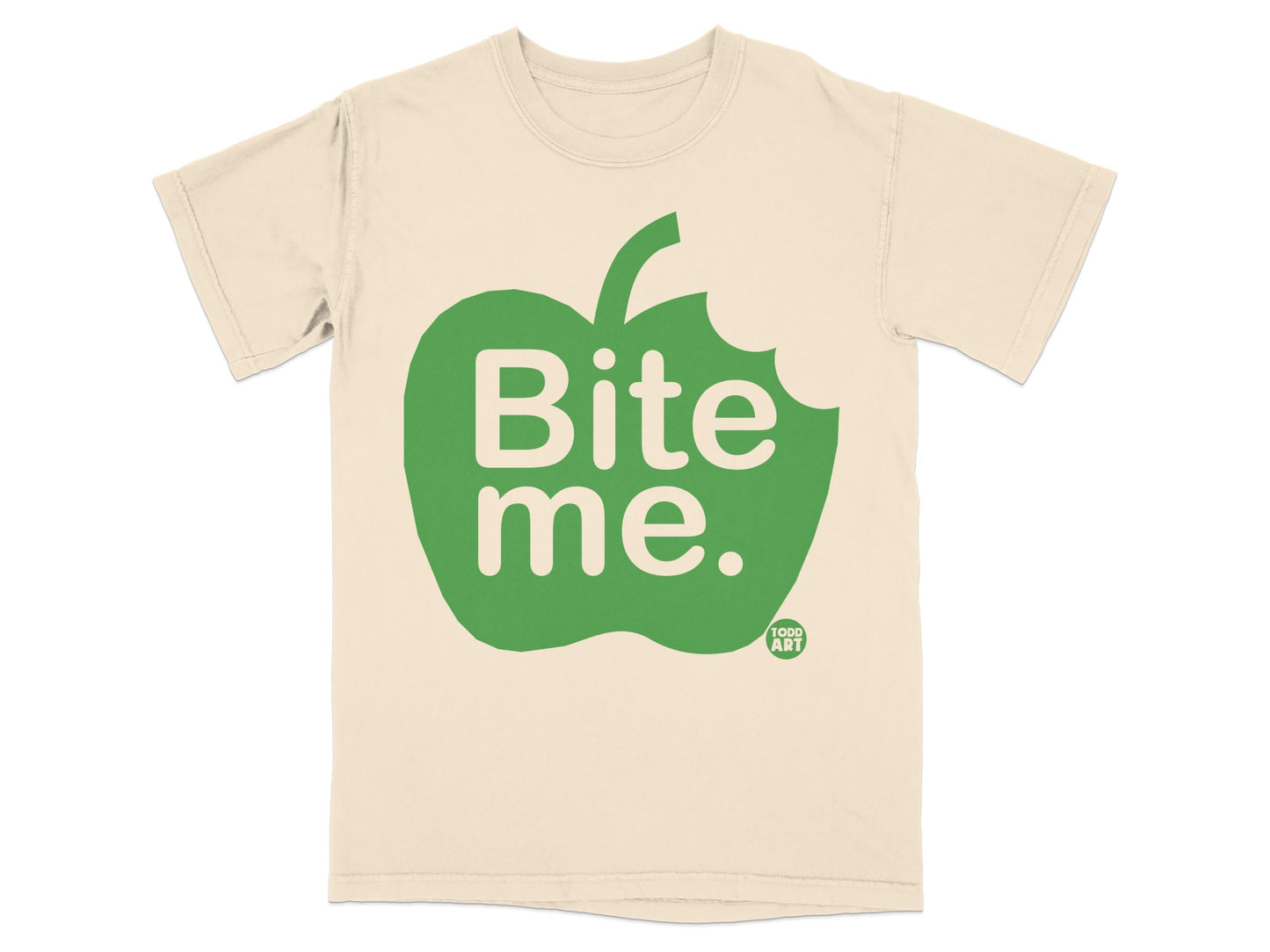 Bite me green apple graphic funny statement Todd Art T-shirt
