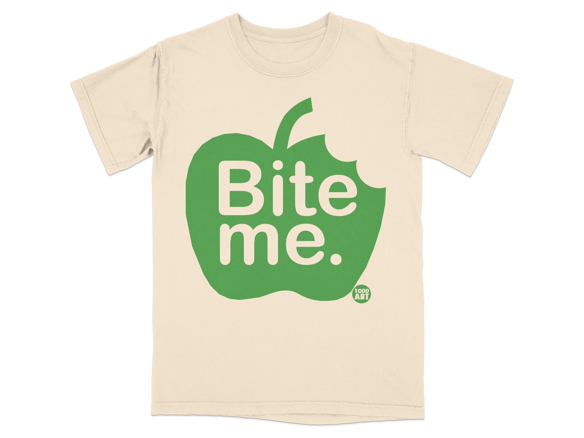 Bite me green apple graphic funny statement Todd Art T-shirt