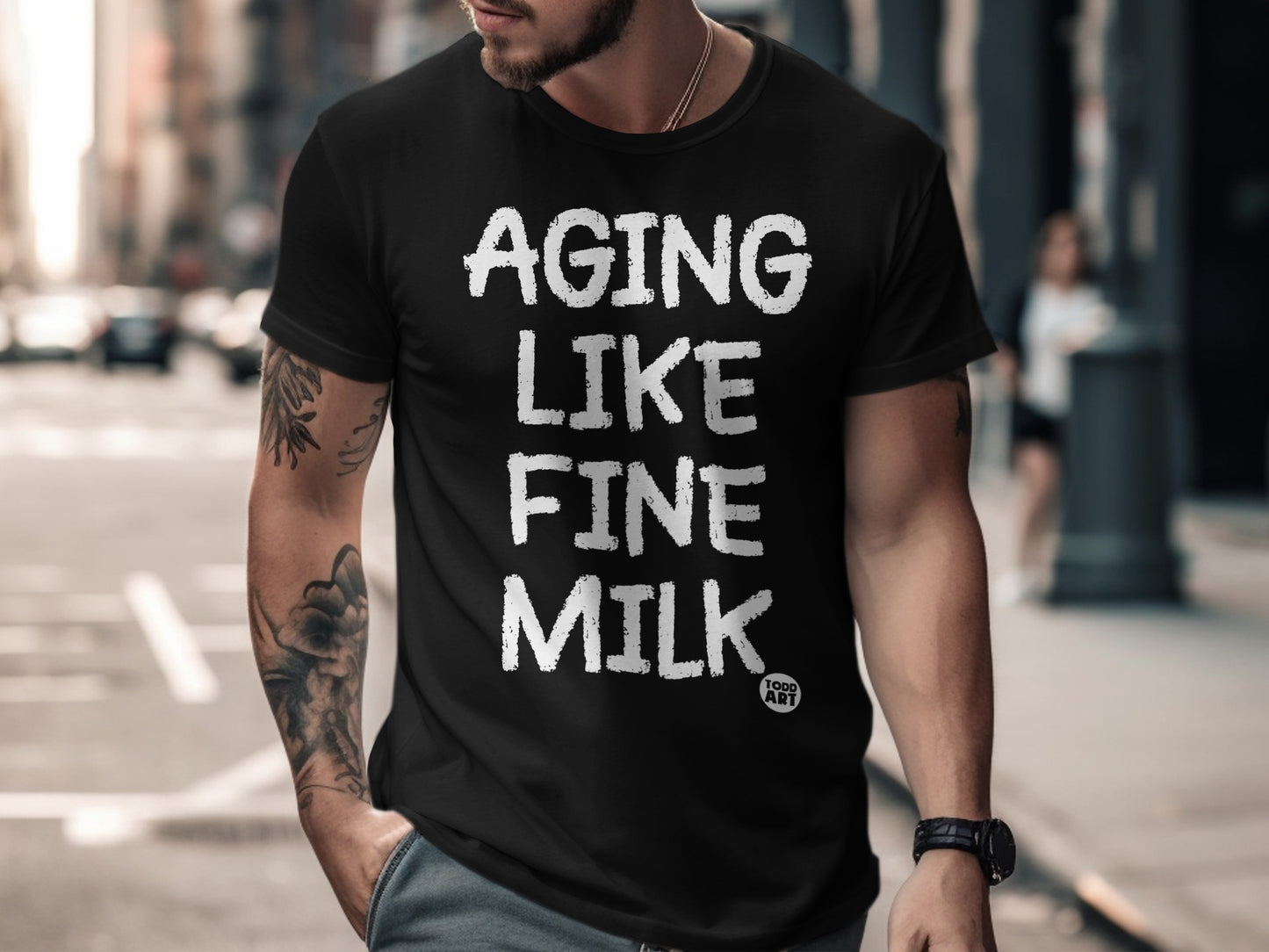Aging Like Fine Milk Humorous Graphic T-Shirt