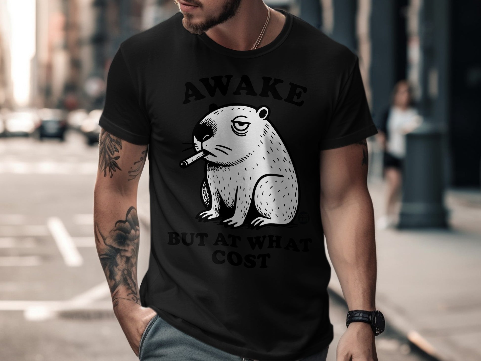 Awake But At What Cost Funny T-Shirt for Men