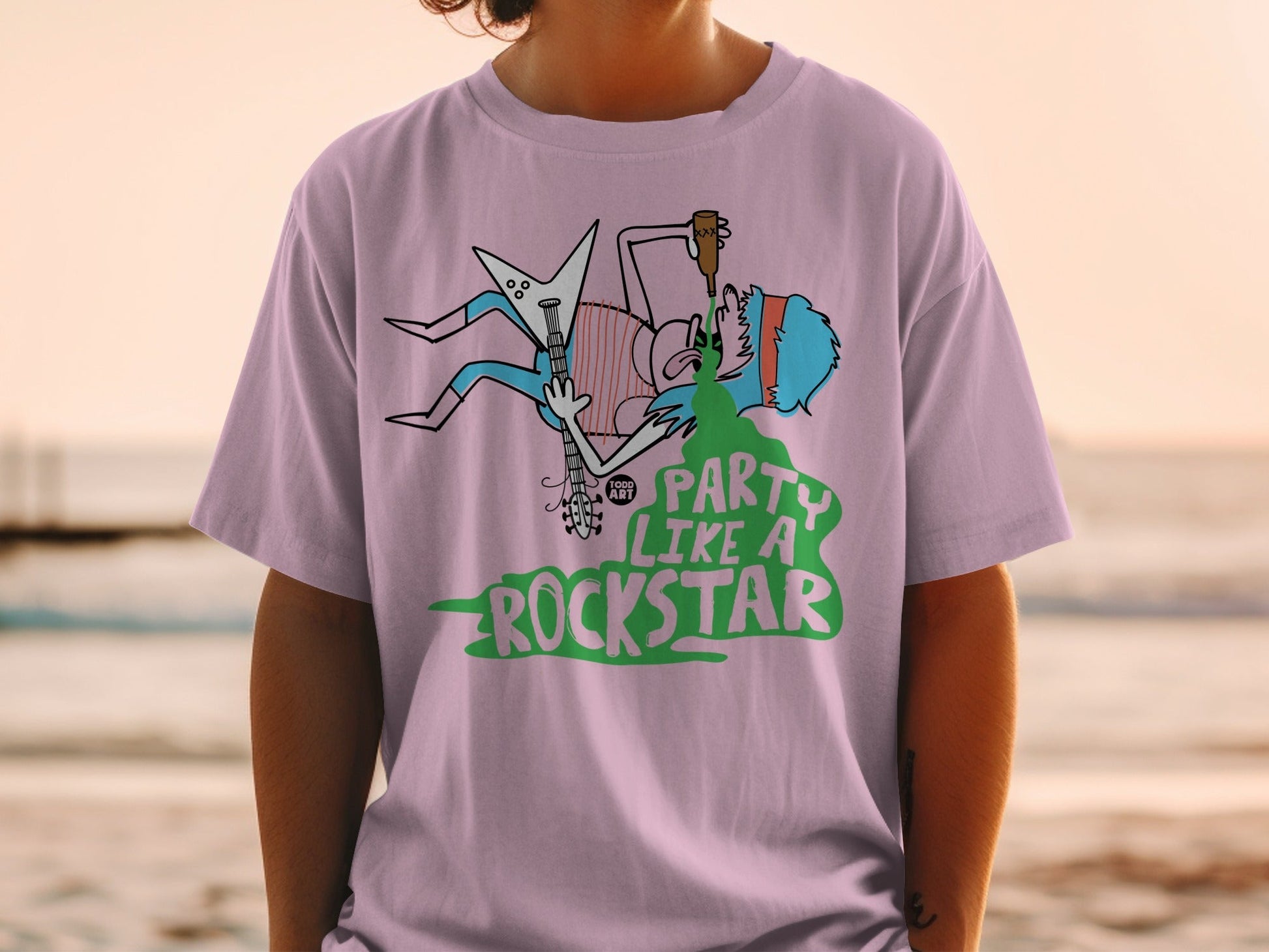 Party Like A Rockstar Funny Music Graphic T-Shirt
