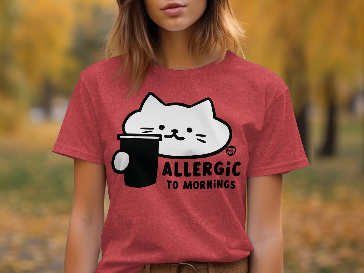 Cute Cat Allergic to Mornings Graphic T-Shirt
