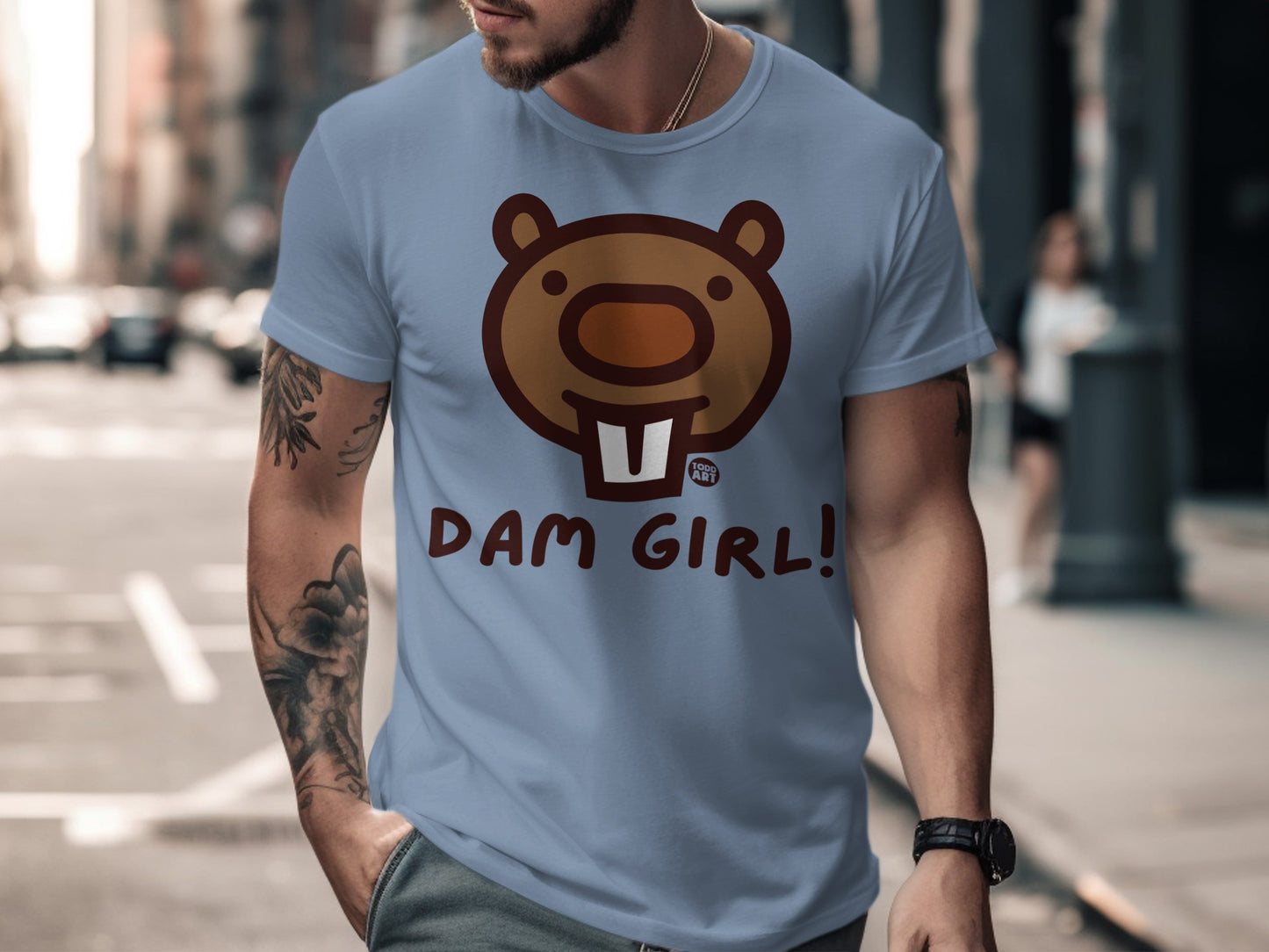 Funny Dam Girl Beaver Cartoon T-shirt with Cute Design