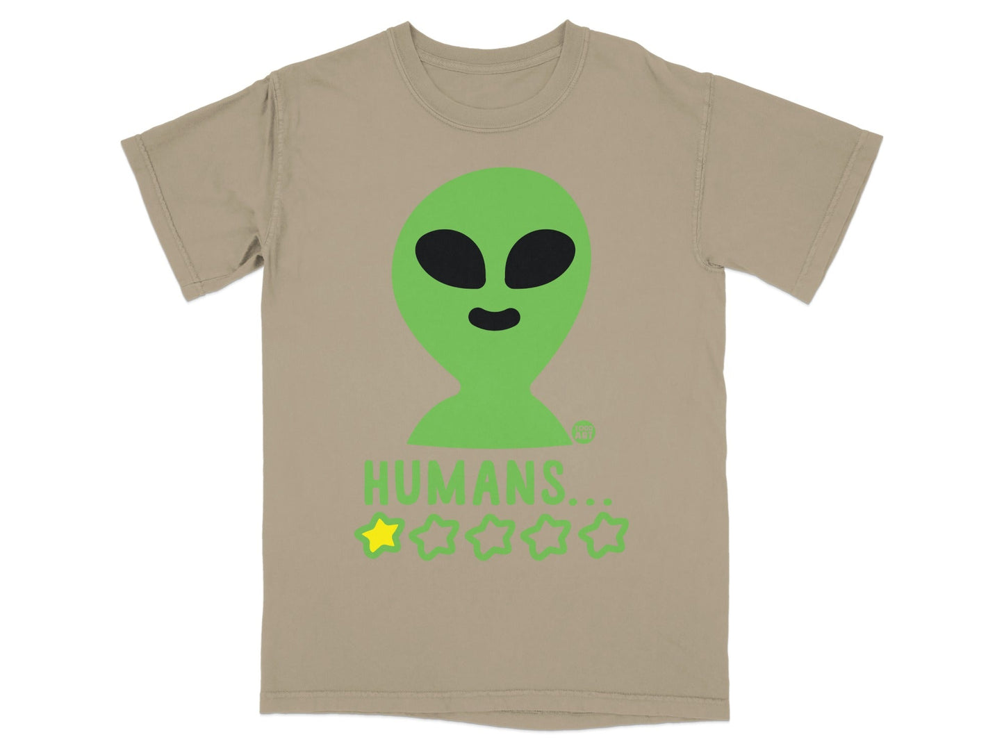 Alien Head with Humans One Star Design T-shirt