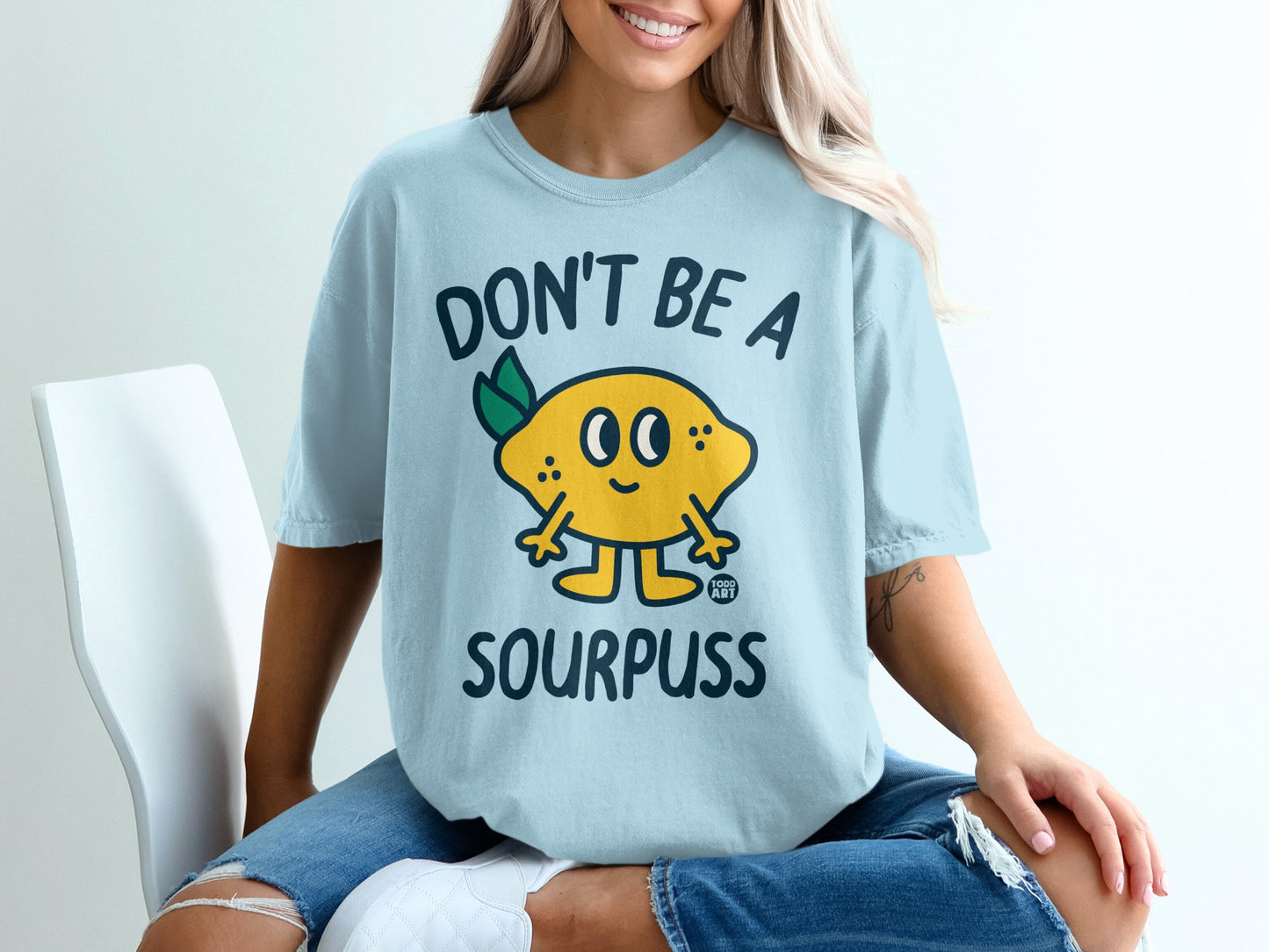 Don't Be A Sourpuss Funny Lemon Graphic Blue product type