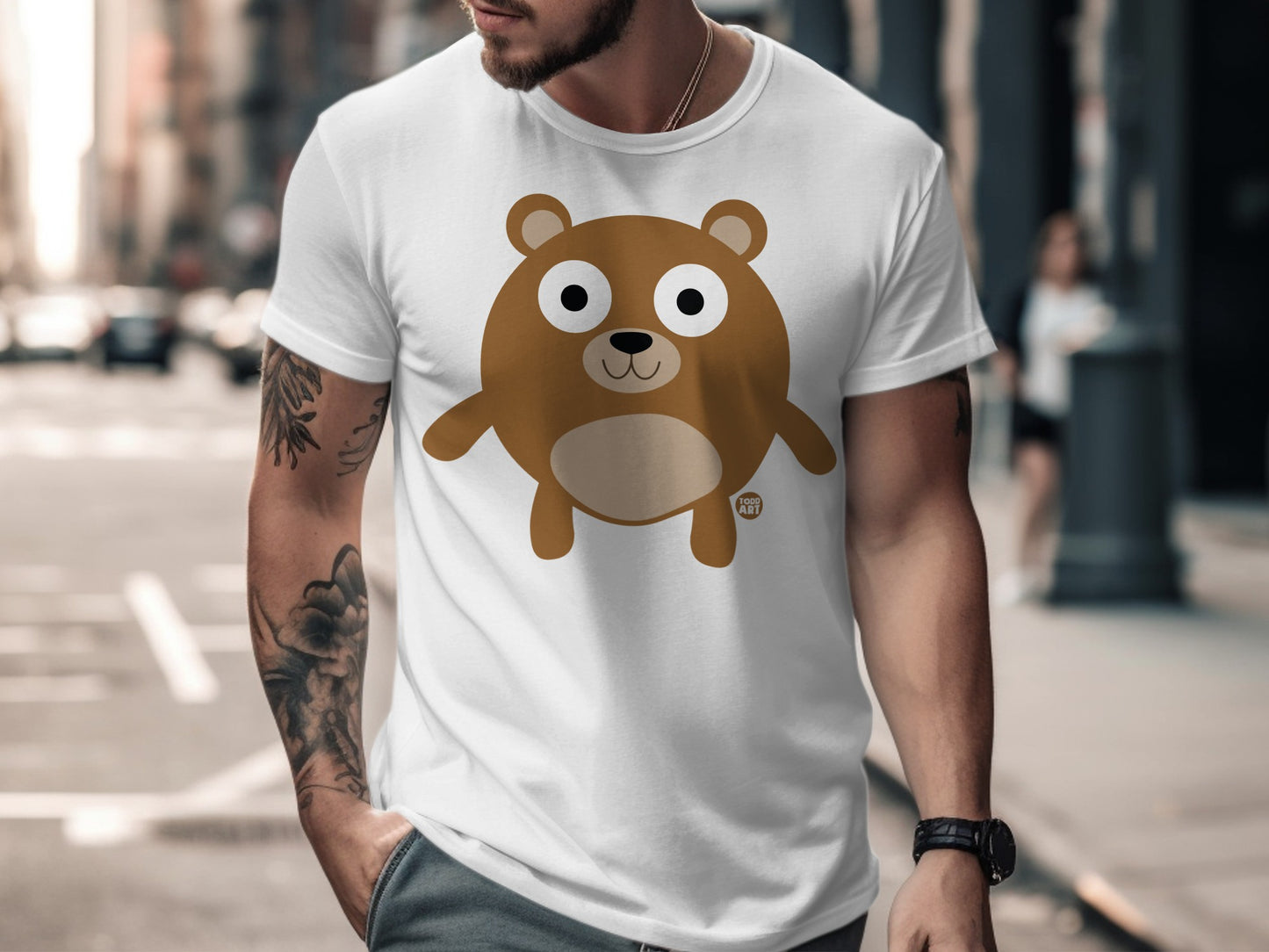 Cute Brown Bear Cartoon Character Design T-shirt