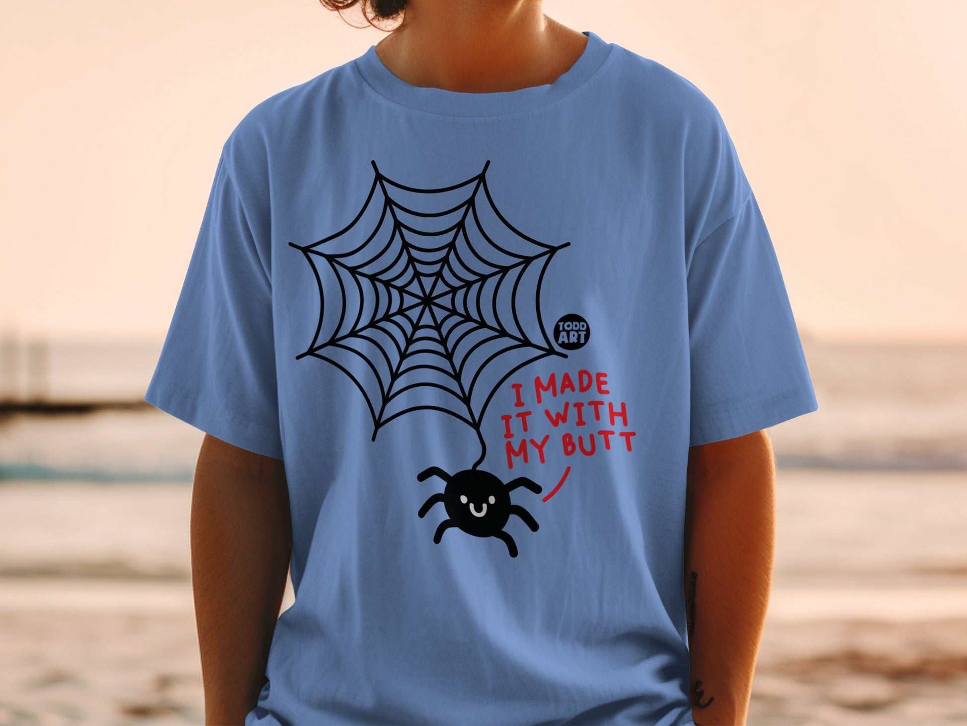 Funny Spider Web I Made It With My Butt Graphic Shirt