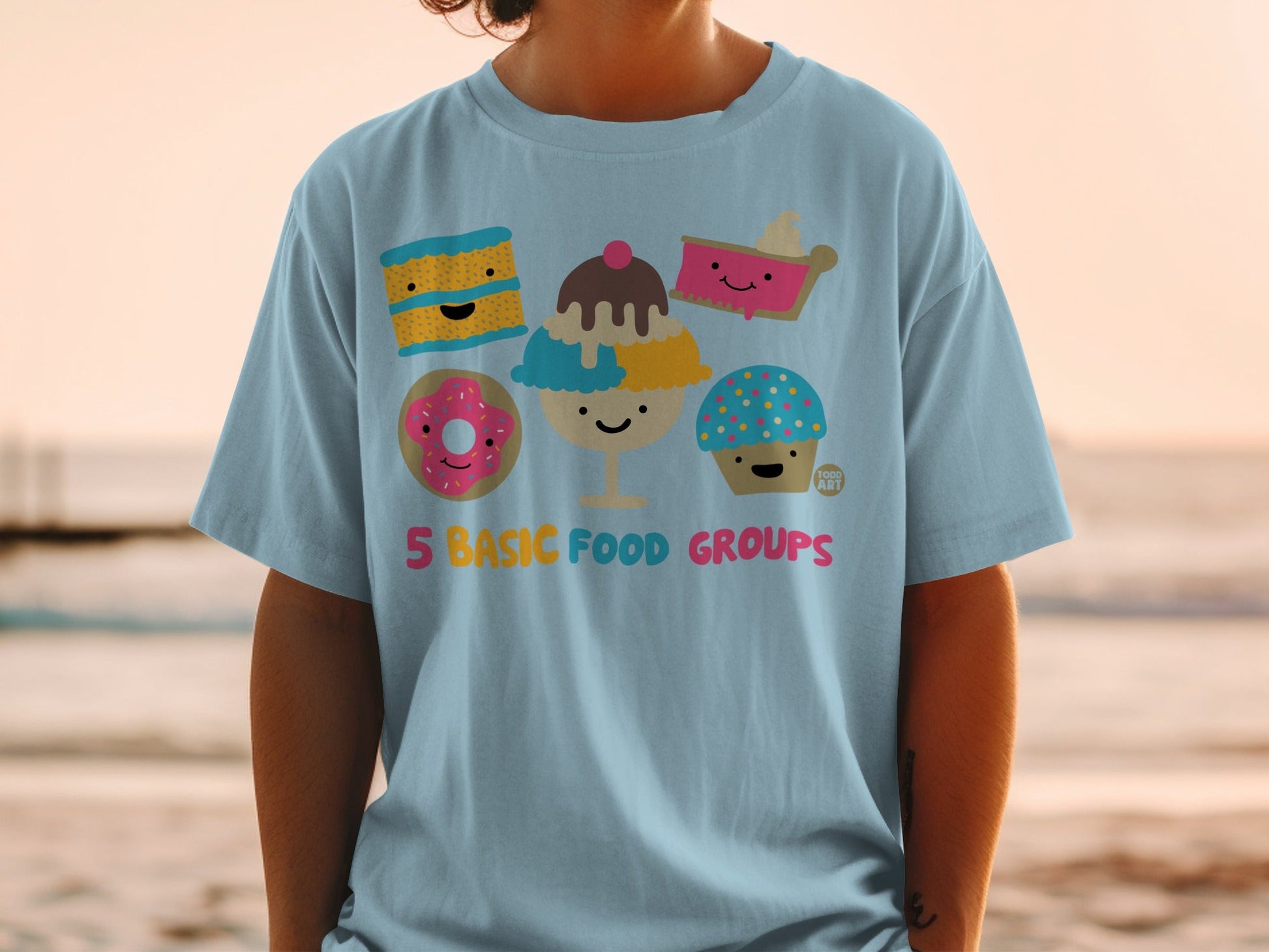 Fun 5 Basic Food Groups Graphic Tee for Kids Shirt
