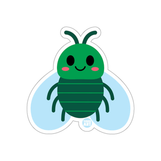 Cute Smiling Green Bug with Blue Wings Sticker