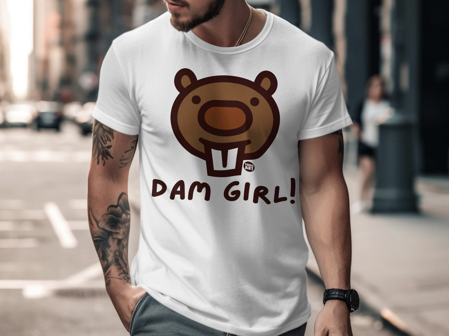 Dam Girl Cute Beaver Graphic Design T-Shirt