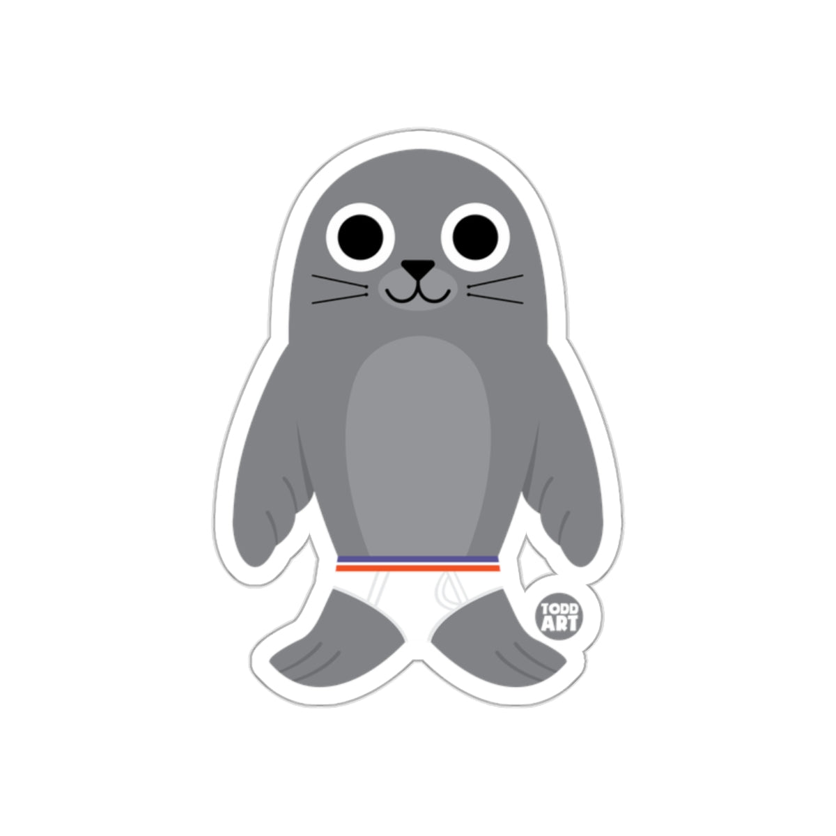 Cute Cartoon Gray Seal with Stripes Sticker