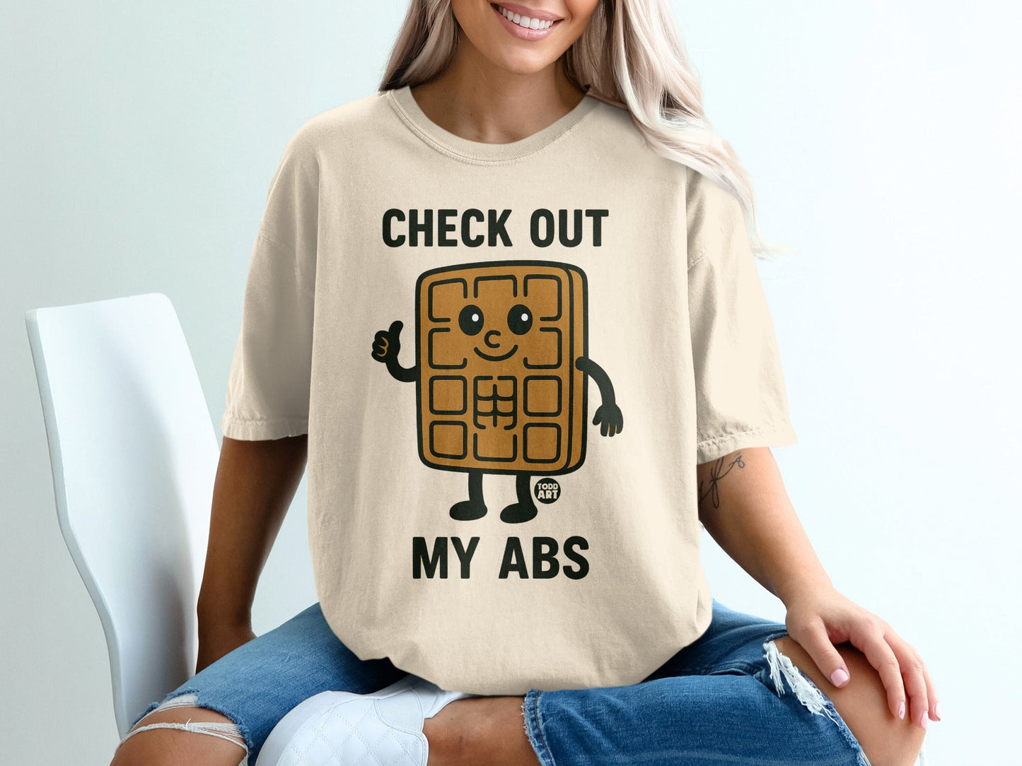 Check Out My Abs Funny Waffle Graphic Tee Shirt